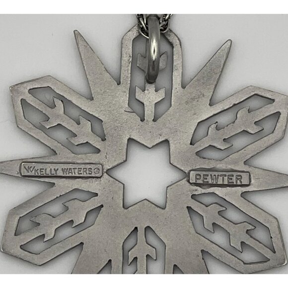 Snowflake  Pendant Ornament 2" Pewter By Kelly Waters Name Card Pouch - Picture 3 of 10